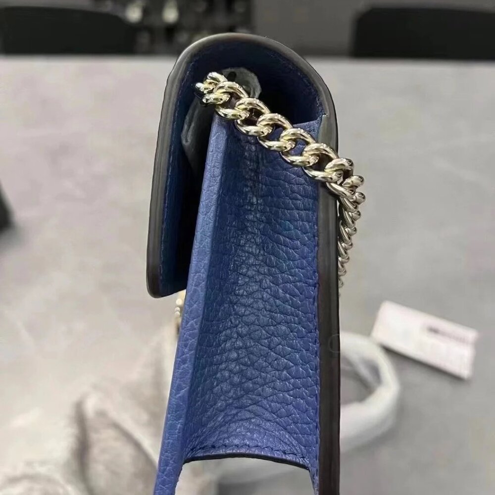 NIB Gucci Interlocking GG Wallet On Chain (18 Card Slot) Blue - Picture 3 of 4